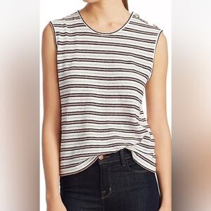 Derek Lam 10 Crosby Sz S Kalua Metallic Striped Side Buttons Sleeveless Tank EUC